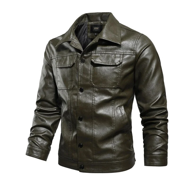 Bold Colors SCH Men's Fall/Winter PU Leather Collar Jacket