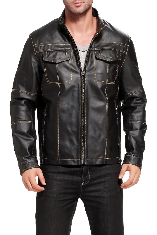 Formal Casuals BGSD Men Michael Cowhide Leather Motorcycle Jacket