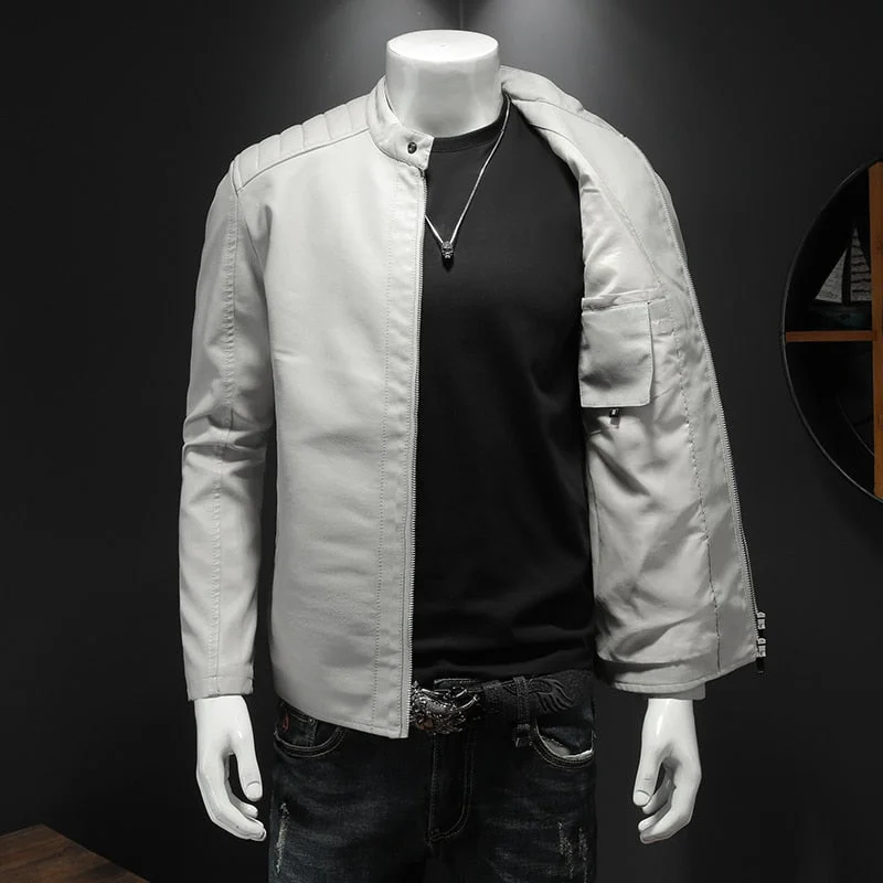 Simple Styles PHO Men's Light Weight Faux Leather Jacket