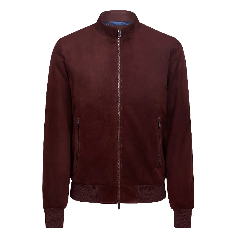 Relaxed T-shirts MCKINNON Suede Lamb Leather Zip Bomber Jacket BORDEAUX