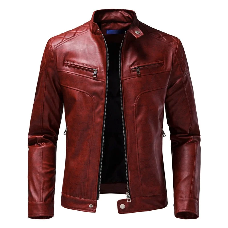 Cozy Jackets Men's Winter Casual Motorcycle Faux Leather Jacket