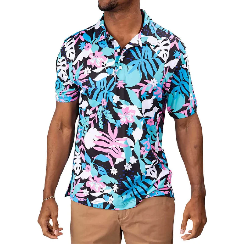 Smart Designs Chubbies The Floral Surprise Short Sleeve Sport Shirt - Black - Pattern Base (Plaids)