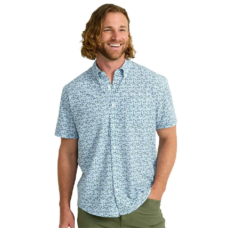 All-Season Jackets Huk Kona Print Short Sleeve Sport Shirt - Ice Water