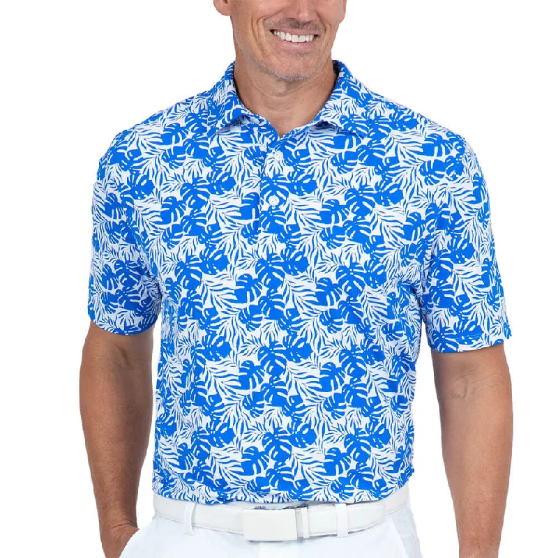 Classic Designs IBKUL Mens Tropical Polo Shirt - White/Royal