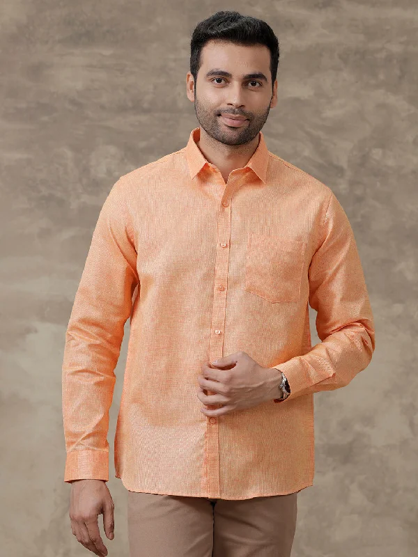 Casual Footwear Men Cotton Blend Shirt Dark Orange CV14