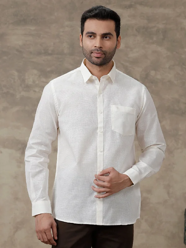 Modern Clothing Men Cotton Blend Formal Shirt Half White CV6