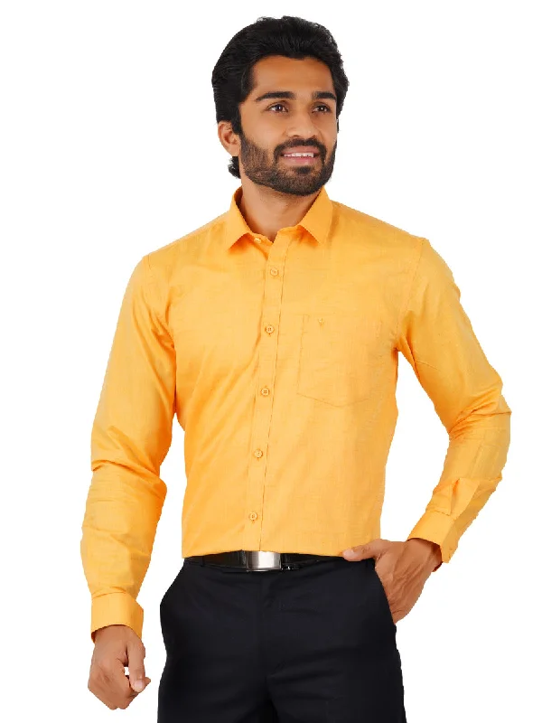 Casual Shoes Men Cotton Rich Shirt Yellow T16 CO8