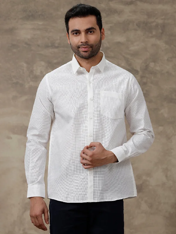 Minimalist Pieces Men Cotton Rich Shirt Off White T13 CL2