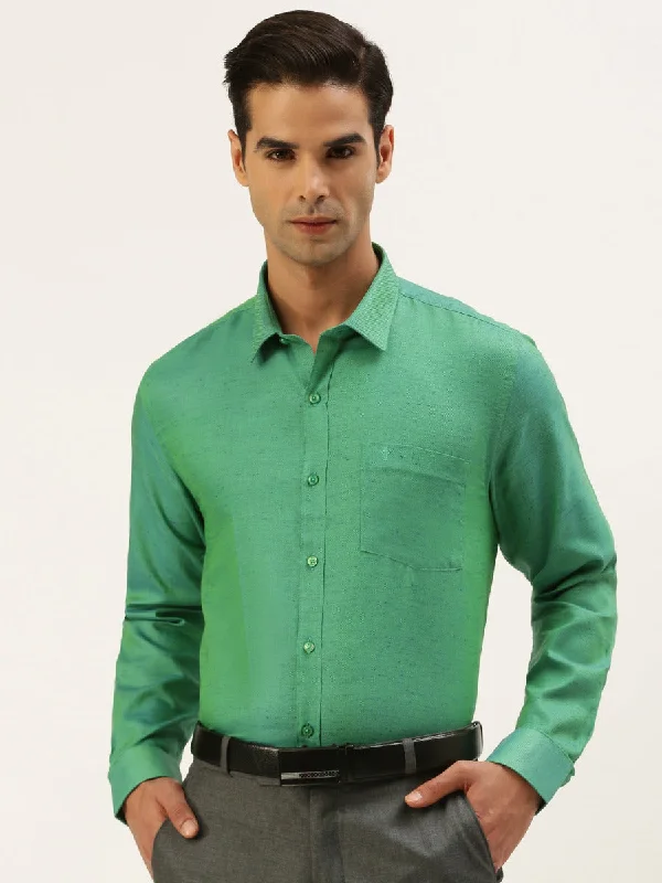 Sleek Designs Men Cotton Rich Shirt Green CY10