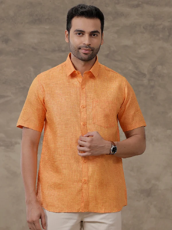 Relaxed Jackets Men Cotton Blend Shirt Orange T38 TN2