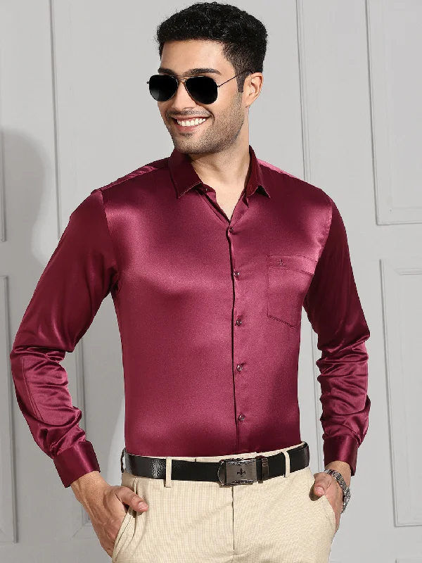 Premium T-shirts Men Stretch Poly shirt Berry Red PS7