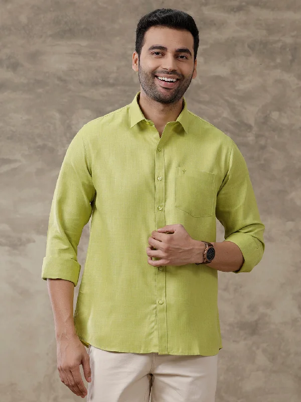 Modern Basics Men Cotton Blend Shirt Green T41 TQ2