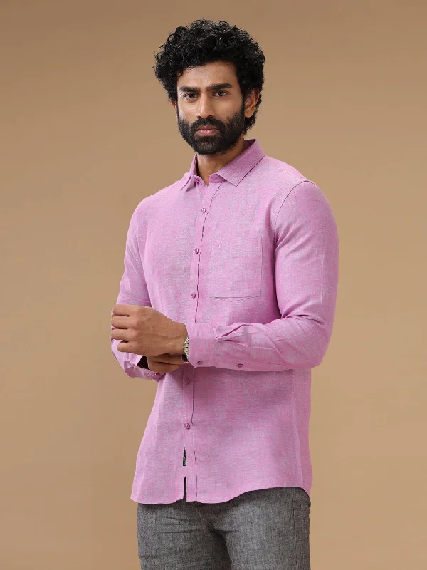 Smart Casual Wear Men Pure Linen Shirt Purple - L79