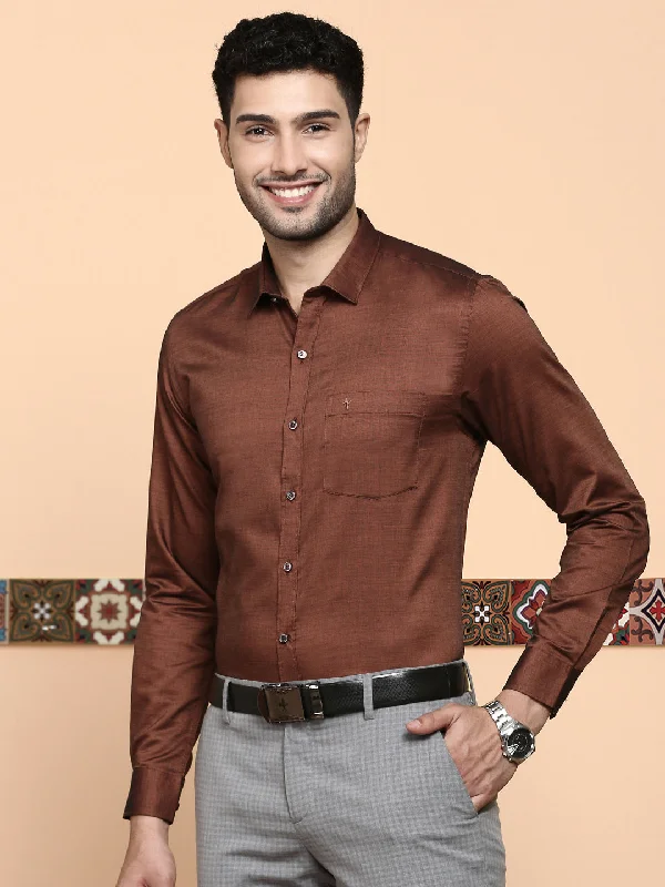 Athletic Outfits Men Premium Cotton Full Sleeves Shirt Brown EL GP12