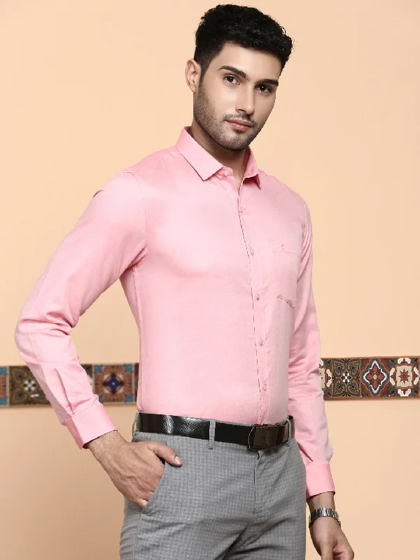 Practical Clothing Men Premium Cotton Full Sleeves Shirt Pink EL GP13